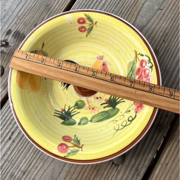 Hand-Painted Yellow Tuscan Rooster Ceramic Serving Bowl - Picture 12 of 13